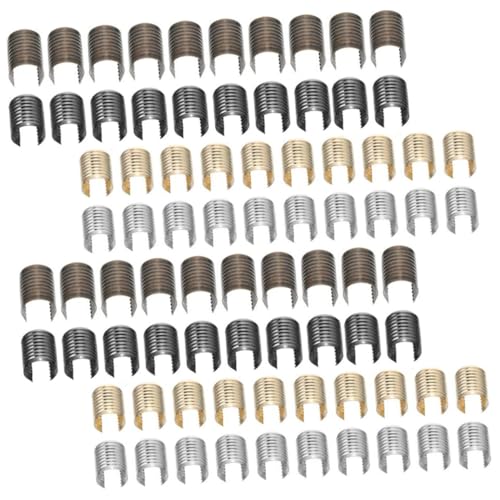 jojofuny 160 Stück Teiliges Lederband Klemmen Zylindrische Crimp Verschlüsse Farben Gold Silber Schwarz Bronze Verschleißfest für Schmuckherstellung Quasten Schlüsselanhänger Handtaschen von jojofuny