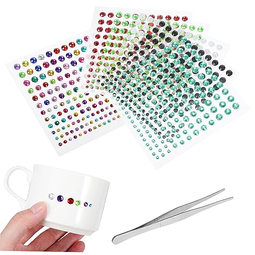 jojofuny 17 Blätter Kristalldiamant-Aufkleber Picker Strasssteine ​​Aufkleber Perlen für Kristalle und Edelsteine Klebstoff Juwelenaufkleber zum Basteln Aufkleber Juwelen Acryl von jojofuny