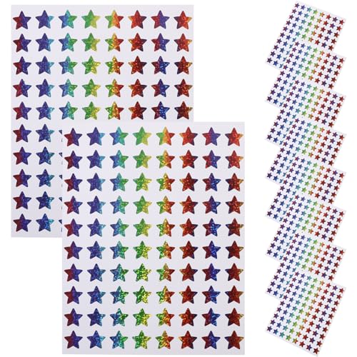 jojofuny 18 Blatt Bunte Fünfzack Sticker Selbstklebende Aufkleber für Scrapbooking Laptop und DIY Projekte Kreative Dekoration für Notizbücher Geschenkpapiere und von jojofuny