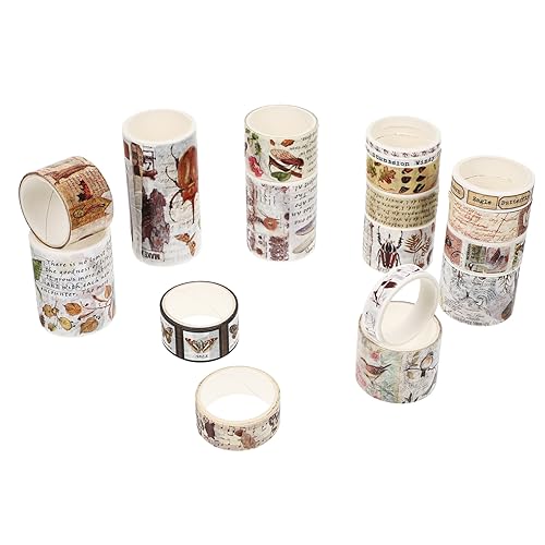 jojofuny 18 Rollen Vintage Stil Washi Klebeband Set Dekorative Scrapbooking Tapes Vielseitig Klebend für Geschenkverpackung Diy Basteln Journaling Bastelzubehör von jojofuny