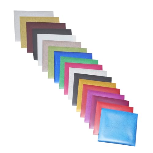 jojofuny 18 Stück Teiliges Glitzer Heat Transfer Vinyl für T Shirts Pet Transferfolie Farben für Diy Projekte Einfache Anwendung Hohe Haftung und Langlebig für Textilien von jojofuny