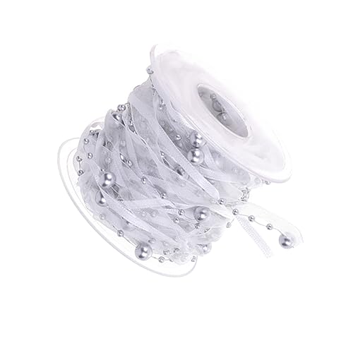 jojofuny 1Rolle Perlenband Silber Dekoratives Geschenkband für Hochzeiten und DIY Projekte Hochwertiges Piyester für Partys und Feierlichkeiten von jojofuny