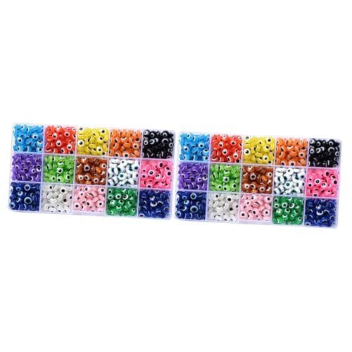 jojofuny 2 Boxen Böses Auge Resin Perlen Flach DIY Schmuck Basteln Armbänder Halsketten Charms Farbig Für Erwachsene Kreative Schmuckherstellung von jojofuny