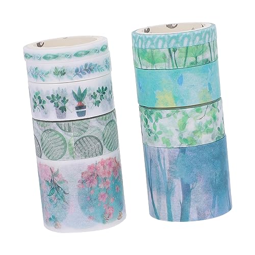 jojofuny 2 Handbuch-Aufkleber dekoratives Klebeband für Sammelalbum dünn Abdeckung Party süßes Band farbig klebrig schöner Papierstreifen DIY Klebeband Scrapbook-Washi-Tape DIY liefert Grün von jojofuny