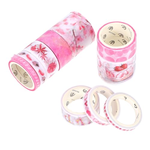 jojofuny 2 Handbuch-aufkleber Handwerk Beidseitig Süßes Band Farben Für Weiß Streifen Retro Wand Hübsches Washi-tape Scrapbook-washi-tape Diy Liefert Diy Klebeband Papier Rosa von jojofuny