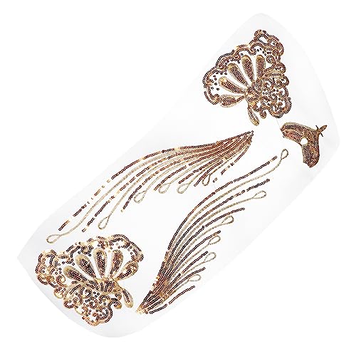 jojofuny 2 Paare Goldene Pailletten Netzstoff Applikation Patch für Diy Tanzkleidung Dekoratives Nähzubehör für Kleidung für Projekte und Designs von jojofuny