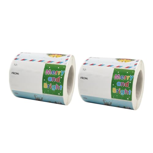 jojofuny 2 Rollen Dekorative Weihnachtsaufkleber Selbstklebende Etiketten für pro Rolle mit Festlichen Motiven für DIY Weihnachtsprojekte jojofuny 2 Rollen Dekorative Weihnachtsaufkleber Selbstklebende Etiketten für pro Rolle mit Festlichen Motiven für DIY Weihnachtsprojekte von jojofuny