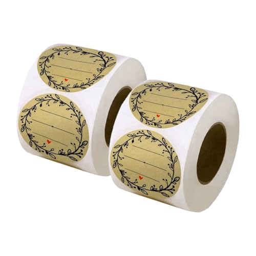 jojofuny 2 Rollen Runde Selbstklebende Geschenkaufkleber aus Papier Vielseitige Siegel Dekorationsetiketten zum Beschriften und Verzieren von Geschenkverpackungen Backwaren und von jojofuny