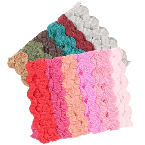 jojofuny 2 Rollen Wellenband Fransenband Spitzenband Zum Basteln Farbiges Geschenkband Wellen Nähband Bänder Zum Basteln DIY Kleidungsbesatz Geschenkverpackungsband Nähen Wellenbesatz von jojofuny