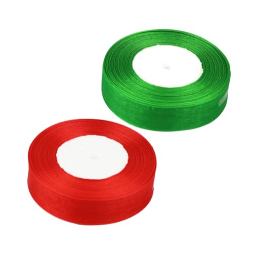 jojofuny 2 Rollen Yards Transparentes Chiffonband Rot und Grün für Geschenkverpackungen DIY Handwerke Schleifen und Partys für Weihnachten und Dekoration von jojofuny
