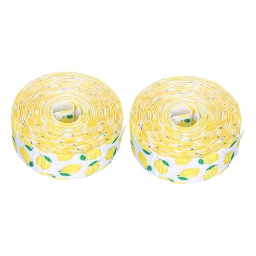 jojofuny 2 Rollen Zitronen-drahtband Breit Polyester Fruchtmotiv Schleifenband für Geschenkverpackung DIY Bastelband Blumensträuße Kränze Haarschleifen Sommer Frühling Dekoration von jojofuny