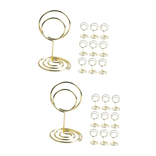jojofuny 2 Sätze Bildhalter Kartenhalter Karteninhaber Foto-display-clip Fotohalterclip Memo -clips Tischschildhalter Draht Aus Kohlenstoffstahl Golden 10 Stück * 2 von jojofuny