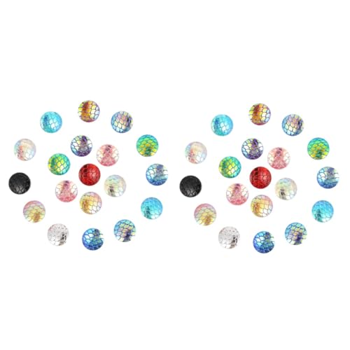 jojofuny 2 Sätze Farbige Fischschuppen Harz Cabochons Runde Flachrücken Diy Schmuckzubehör Für Kreativprojekte Mischfarben 200 Stück * 2 von jojofuny