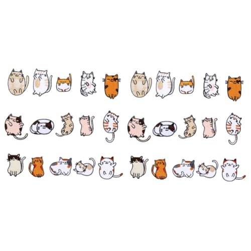 jojofuny 2 Sätze Katze Gestickte Aufnäher Dekorativer Stickerei-patch Blumenverzierungen Mini Flecken Aufbügel-flicken Dekoring Patches Für Heimwerker Stoffzubehör Vliesstoff 15 Stück * 2 von jojofuny