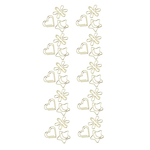 jojofuny 2 Sätze Kreative Büroklammern Goldene Metallklammern Für Diy Lesezeichen Fotos Karten Und Briefe Für Büro Und Zuhause 30 Stück * 2 von jojofuny