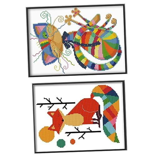 jojofuny 2 Sätze Kreuzstich Set für Anfänger Diy Stickerei Kit mit Tierschablonen Fuchs Regenbogenkatze Komplettes Zubehör für Kreative Handarbeiten für Dekoration und Quilting jojofuny 2 Sätze Kreuzstich Set für Anfänger Diy Stickerei Kit mit Tierschablonen Fuchs Regenbogenkatze Komplettes Zubehör für Kreative Handarbeiten für Dekoration und Quilting von jojofuny