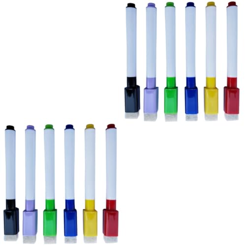 jojofuny 2 Sätze Magnetische Whiteboard Marker Vivid Farben Wiederbeschreibbar Geruchsarm Für Zuhause Schule Und Büro Eingebautem Radiergummi 6 Stücke * 2 von jojofuny