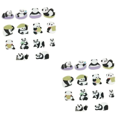 jojofuny 2 Sätze Panda Aufnäher Cartoon Bestickte Patches Zum Aufbügeln Für Kleidung Jeans Taschen Diy Kunsthandwerk Und Dekoration Langlebig Hautfreundlich 14 Stücke * 2 von jojofuny