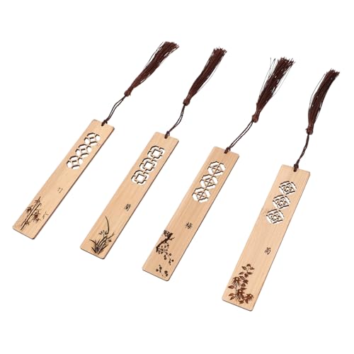 jojofuny 2 Sätze Teiliges Aus Handgefertigten Bambus Lesezeichen Im Chinesischen Stil Nostalgische Holz Anhänger Für Schüler Souvenir Etiketten Zur Verschönerung Von Büchern 4 Stücke * 2 von jojofuny