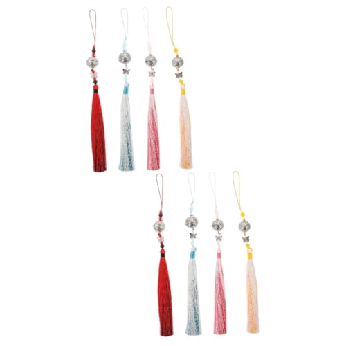 jojofuny 2 Sätze Teiliges Retro Chinesisches Quasten Waist Pendant Antike Glocken Quaste Für Cosplay Dekoration Und Kostüme Rot Schwarz Gold 4 Stück * 2 von jojofuny