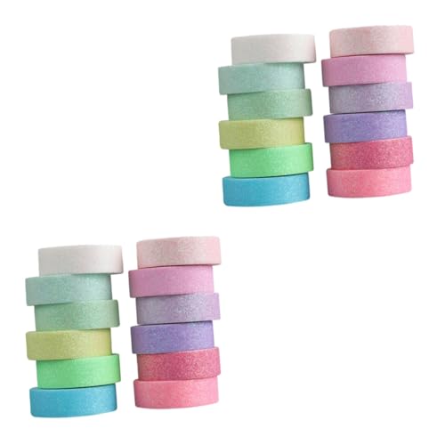 jojofuny 2 Sätze Washi Tape Craft Floral Scrapbook Glitzerband Farbiges Verpackungsklebeband Dekoratives Klebeband Dekoration Washi Tape DIY Papierband DIY Tape Decor Whisper 12 Rollen * 2 von jojofuny