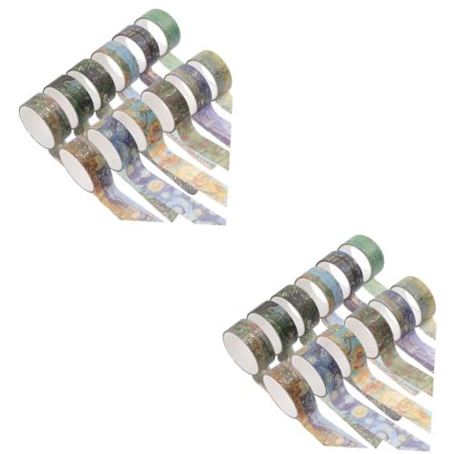 jojofuny 2 Sätze Washi Tape Dekorative Klebebänder Mit Gold Prägung Für Scrapbooking Diy Projekte Und Kreative Gestaltung Vintage Designs Verschiedenen Farben 12 Rollen * 2 von jojofuny