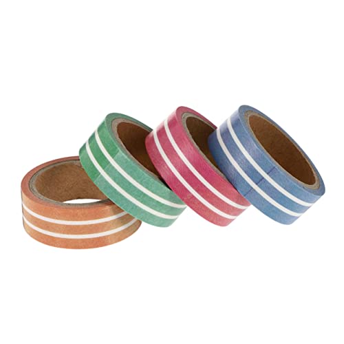 jojofuny 2 Sätze Washi Tape Dekorative Klebebänder Mit Streifenmuster Für Scrapbooking Tagebuch Und Diy Projekte Leicht Abziehbar Hinterlässt Rückstände Für Kreative 4 Rollen * 2 von jojofuny