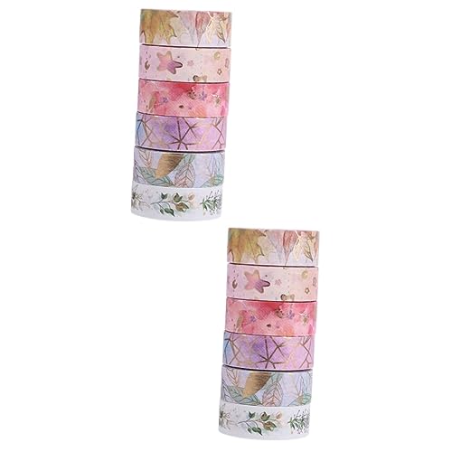 jojofuny 2 Sätze Washi-tape-aufkleber Dekorband Herstellung Kunstband Dekorativ Klebrig Scrapbooking Weißes Band Klebeband Zum Basteln Diy-projektband Abdeckband Papier 6 Rollen * 2 von jojofuny