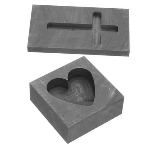 jojofuny 2 Stck Graphit Gussformen Herzform Kreuzform für DIY Gold Silber und Kupferguss Langlebige Gussformen Graphit für Schmuckherstellung von jojofuny