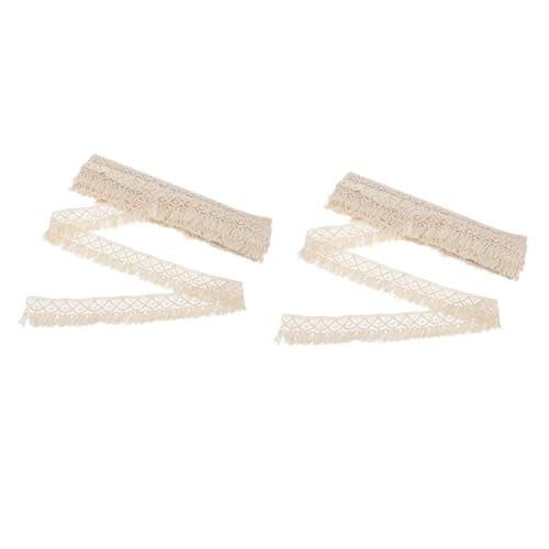 jojofuny 2 Stück 10 Accessoires Mit Quastenspitze Nähen Trimmen Breites Spitzenband Schnürsenkel Dekoration Hochzeit Gekräuselter, Plissierter Spitzenstoff Spitzenbesatz Baumwollfaden Beige von jojofuny