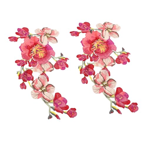 jojofuny 2 Stück Bunte Blumen Cheongsam Abziehbilder Stickerei Applikation Flecken trimmt Name Kleidung Patches Dekoration Applikationen zum Nähen von Kleidern Polyester von jojofuny