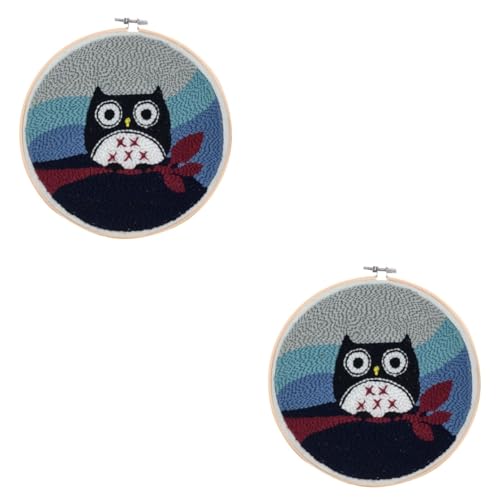 jojofuny 2 Stück Diy Stickerei Set mit Cartoon Eule Muster Punch Needle Kit für Erwachsene und Fäden und Zubehör für Kreative Bastelprojekte von jojofuny