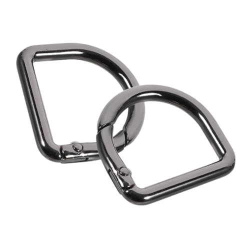 jojofuny 2 Stück Federspulenanschlussschnalle halbrund d Federschlüssel Clips mit Haken Karabinerhaken Federschnappclip für Handtasche Schlüsselkarabiner Zinklegierung Black von jojofuny