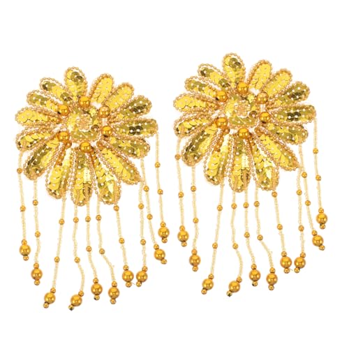 jojofuny 2 Stück Goldene Schulter-applikationen mit Fransen und Pailletten Handgefertigte Blumen-epaulette mit Quasten Wiederverwendbare Show Kostüm-accessoires für Tanz Cosplay und Party von jojofuny