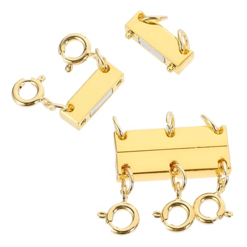 jojofuny 2 Stück Halskettenarmbandschmuck Schließe Halskettenverschluss Zum Schichten Mehrschichtige Verschlüsse Für Halsketten Schichtverschluss Verschluss Für Halskette Legierung Golden von jojofuny