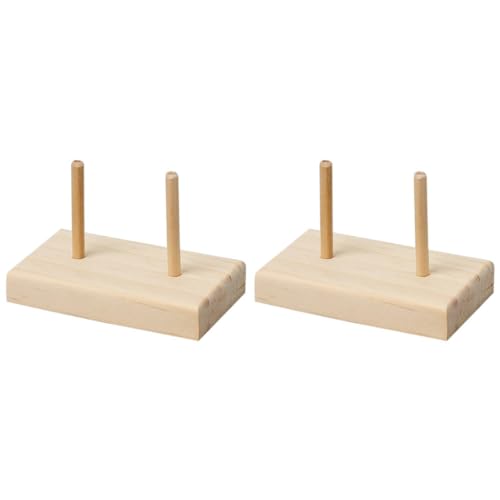 jojofuny 2 Stück Holz Spulenhalter Stabiler Nähzubehör Organizer für Garne DIY Aufbewahrungslösung Natürlichem Holz für Nähmaschine und Haushalt von jojofuny