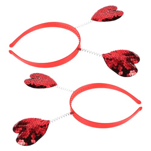 jojofuny 2 Stück Liebe Stirnband Liebe Herz Kopfbedeckungen Valentinstag Haarbänder Romantisches Stirnband Valentinstag-cosplay-accessoires Valentinstag Zubehör Plastik Rot von jojofuny