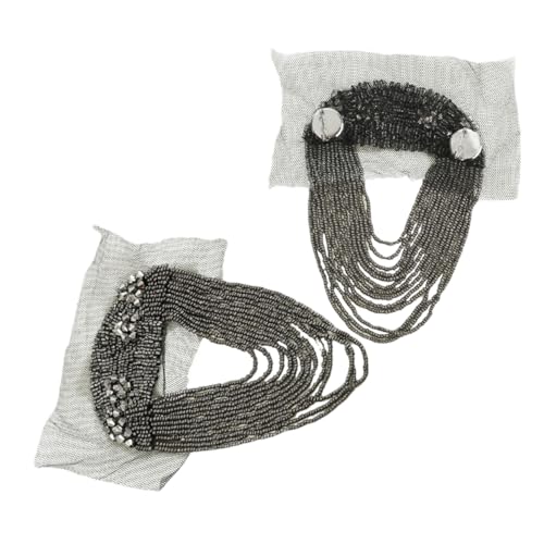jojofuny 2 Stück Modische Quasten Schulterepauletten mit Perlen und Metallkette Abnehmbare Dekorative Schulterpads für Kostüme Anzüge Kleider Unisex für Party und Festveranstaltungen von jojofuny
