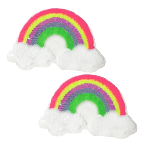 jojofuny 2 Stück Regenbogen Pailletten Aufnäher Doppelseitige Farbwechselnde Stickerei Flicken zum Aufnähen für Kleidung Taschen DIY Dekoration Langlebig und Einfach zu Verwenden von jojofuny