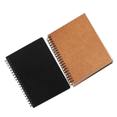 jojofuny 2 Stück Retro Spiral Notizbuch Leere Skizzenbücher mit Kraftpapier Cover für Schüler Zeichnen Malen und Notizen für Kreative und Künstler von jojofuny