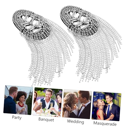 jojofuny 2 Stück Schulterklappen mit Strasssteinen und Quasten Modische Ketten-epauletten für Männer Elegante Schmuck-applikation für Kostüme Hochzeiten Cosplay und Bühnenoutfits von jojofuny