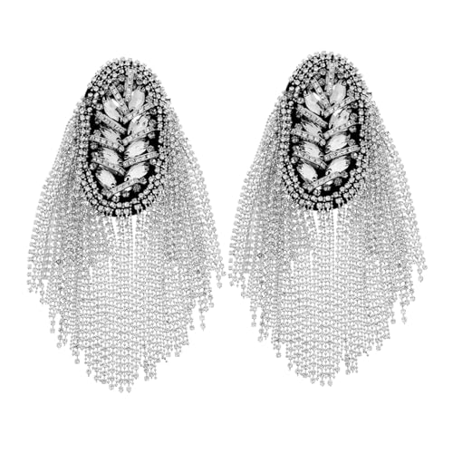 jojofuny 2 Stück Schulterklappen mit baumelnden Ketten für Schulterklappen mit Strassquaste Perlen Pads einheitliche Schulterklappen schicke Quasten-Schulterklappen Strasssteine Silver jojofuny 2 Stück Schulterklappen mit baumelnden Ketten für Schulterklappen mit Strassquaste Perlen Pads einheitliche Schulterklappen schicke Quasten-Schulterklappen Strasssteine Silver von jojofuny