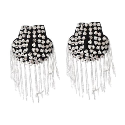 jojofuny 2 Stück Silberne Quasten Schulterklappen Epaulette mit Nieten Punk Stil Robuste Schulter Abzeichen für Kostüm Uniform Bühnenauftritt und Alltagsdekoration jojofuny 2 Stück Silberne Quasten Schulterklappen Epaulette mit Nieten Punk Stil Robuste Schulter Abzeichen für Kostüm Uniform Bühnenauftritt und Alltagsdekoration von jojofuny