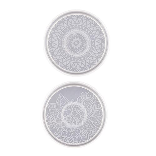 jojofuny 2 Stück Silikonuntersetzer Formen DIY Mandala Epoxidharz Gießformen für Kreative Untersetzer Kompatibel mit Verschiedenen Tassen Leicht und Langlebig Handwerkswerkzeuge von jojofuny