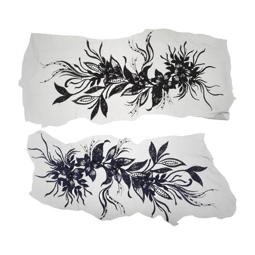 jojofuny 2 Stück Spitzenapplikationen: Aufnäher mit Blumenstickerei, Spitzenaufnäher – bestickter Blumenaufnäher – 3D-Stickapplikation für Brautkleider von jojofuny