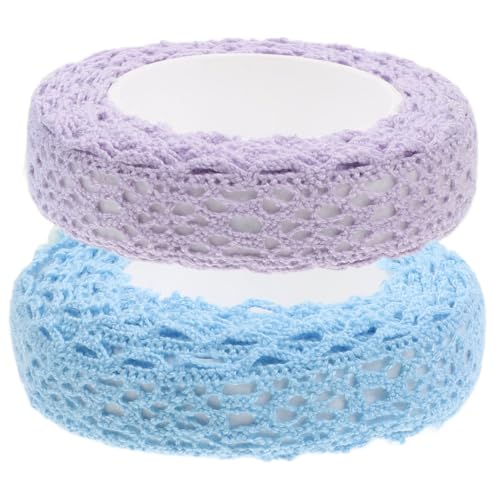 jojofuny 2 Stück Spitzenklebeband aufkleber süßes Band weißes Washi-Tape Spitzenband hohles Band Spitzenverpackungsband Washi Tape Glitzer Papierspitze lila Spitze Stoff von jojofuny