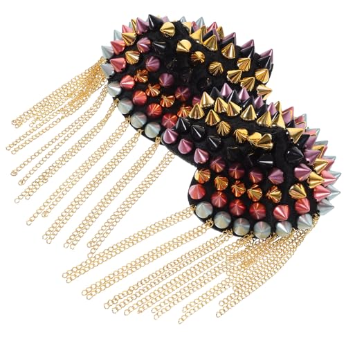 jojofuny 2 Stück Teiliges Bunte Quasten Schulterklappen mit Nietverschluss Stylische Punk Epauletten für Männer Dekorative Schulterabzeichen Robustes Material für Kostüm und Uniform jojofuny 2 Stück Teiliges Bunte Quasten Schulterklappen mit Nietverschluss Stylische Punk Epauletten für Männer Dekorative Schulterabzeichen Robustes Material für Kostüm und Uniform von jojofuny