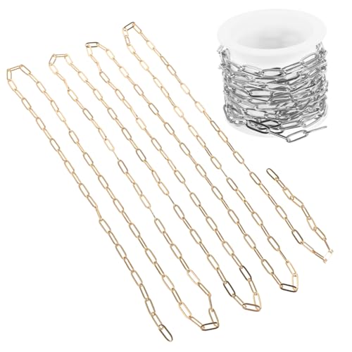 jojofuny 2 Stück Teiliges Ovaler Edelstahl papierclip ketten für Schmuckherstellung Stahlfarbig Goldfarbig Glatte Oberfläche Langlebig für DIY Halsketten und Armband dekoration jojofuny 2 Stück Teiliges Ovaler Edelstahl papierclip ketten für Schmuckherstellung Stahlfarbig Goldfarbig Glatte Oberfläche Langlebig für DIY Halsketten und Armband dekoration von jojofuny