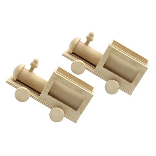 jojofuny 2 Stück Unvollendeter Holz Zug Stiftehalter DIY Bastelset Originelles Geschenk Selbstgestalten Holz Zug Aufbewahrungsbox für Malspaß und Dekoration von jojofuny