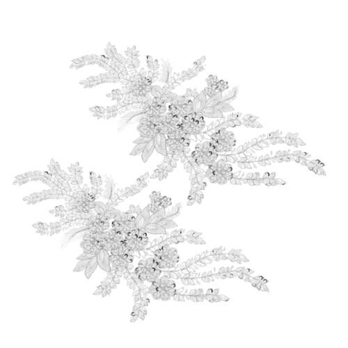 jojofuny 2 Stück Weiße Blumen Pailletten Applikationen zum Aufnähen Bestickte Spitzenverzierung für DIY Hochzeitskleider Braut Ballkleider Vielseitige Näh Bastelaccessoires von jojofuny